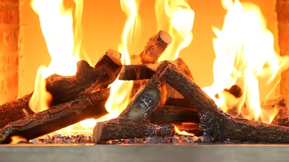 6 Piece Ceramic Logs Set for Gas Fireplace Fire Pit