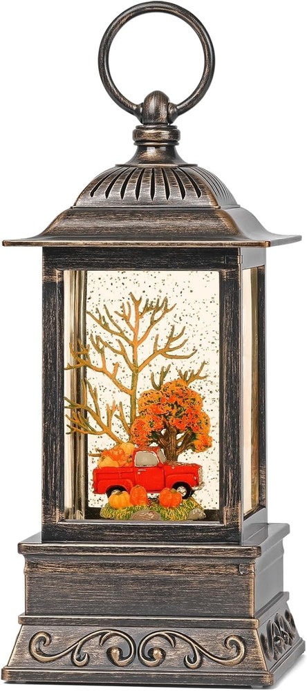 Lighted Fall Truck Snow Globe - Automatic Timer, Glitter Swirl, Decor