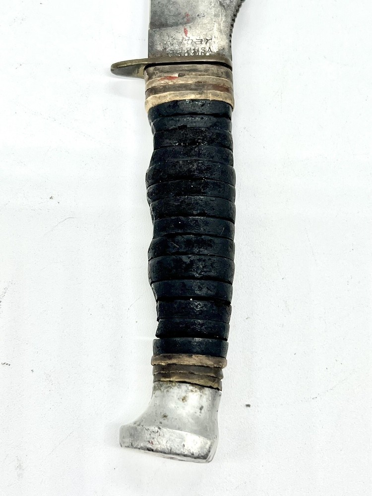 WW2 Fighting Knife KA-BAR USMC Leather Stack Handle 5.5” Blade