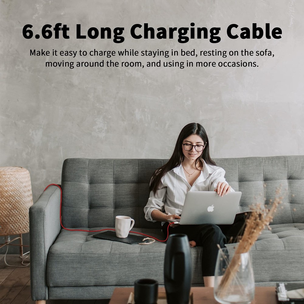 APAPATEK USB-C to Cable for OnePlus 10T 6.6FT, 2-Pack Type C Red