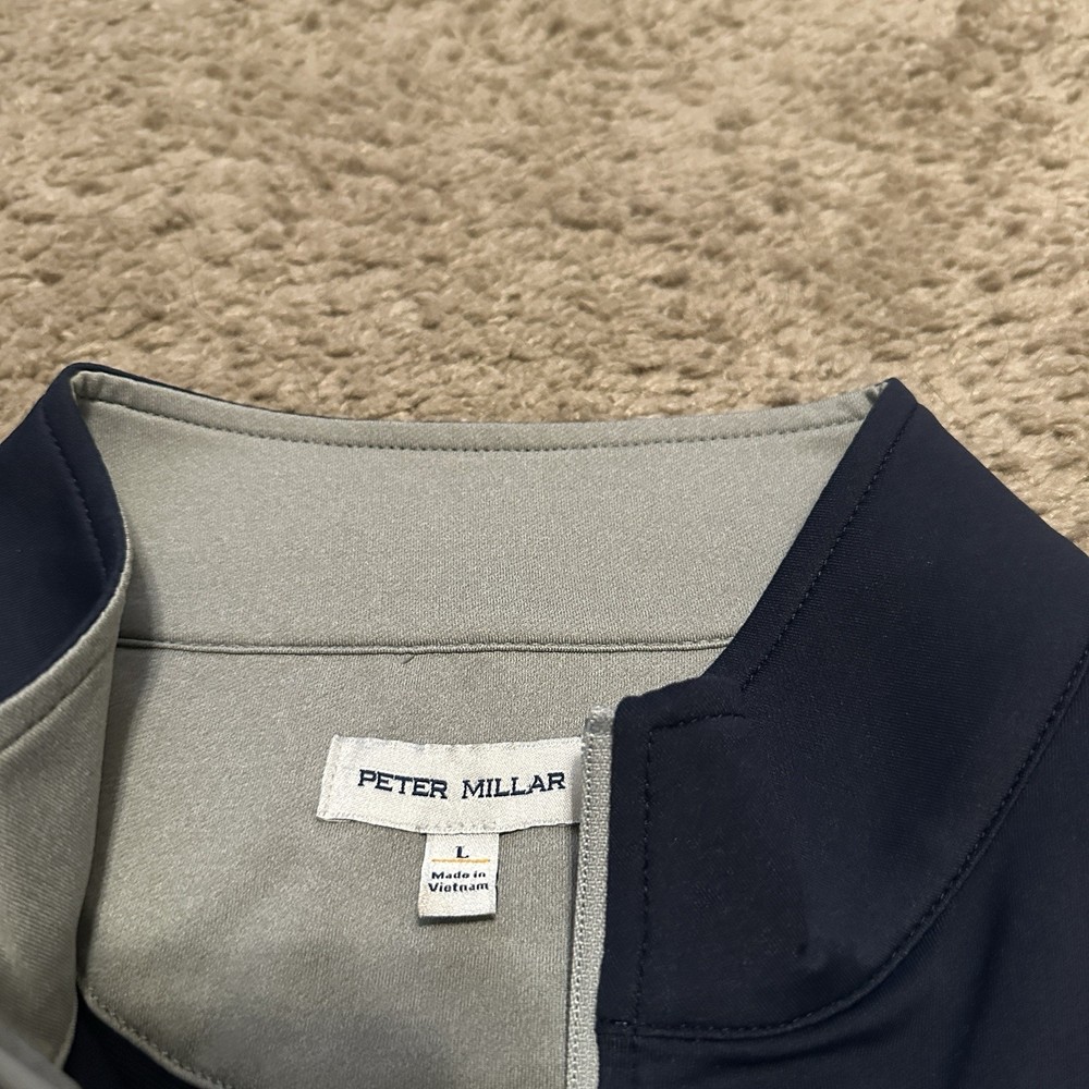 Peter Millar 1/4 Zip Sweater Mens Large Pullover Perth Performance Golf Blue