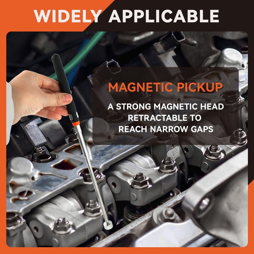 2 Pack Telescoping Magnet Pick-up Tool Set (16lb Pull Force) and LED Extendab...