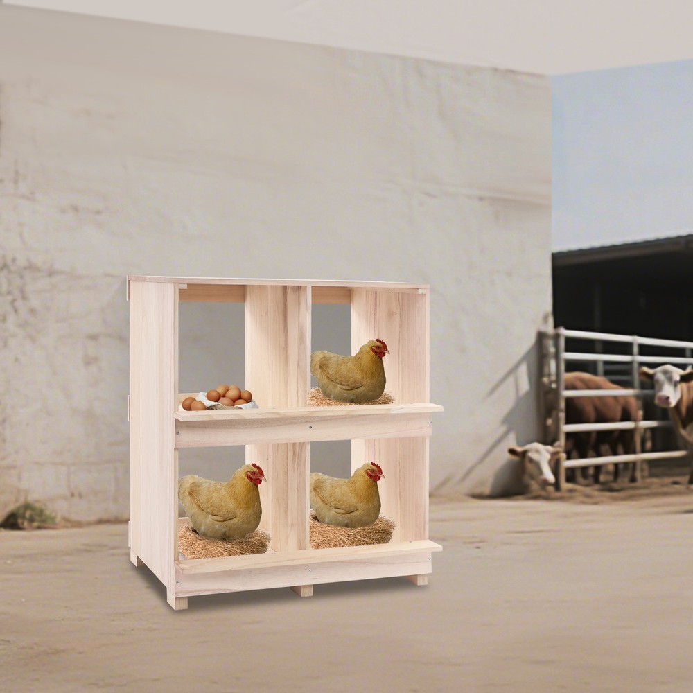 hicken Laying Boxes, 4 Hole Nesting Box for Chickens, 4 Compartment Nesting Box