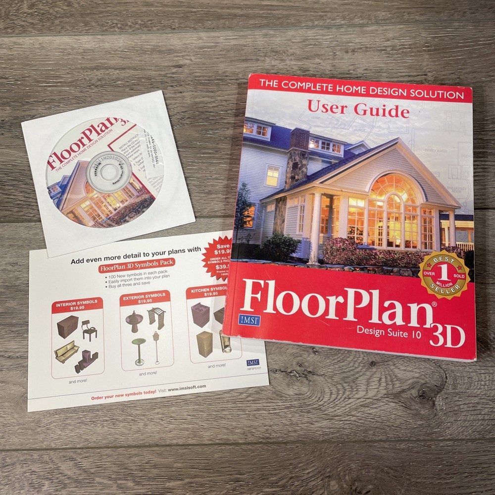 FLOOR PLAN 3D Version 10 PC CD-ROM & Manual IMSI 1997-2005