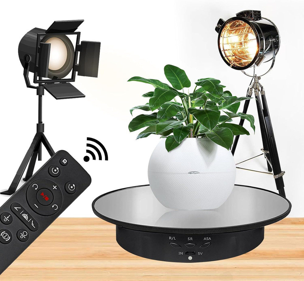 7.9" Mirror Motorized Rotating Display Stand Turntable with Remote & Battery Ope