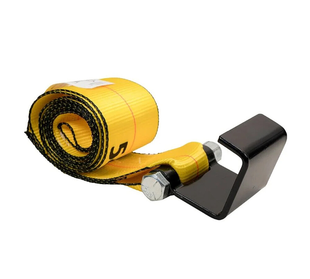 4"x5' Roll Off Container Winch Strap w/ Flat Hook 5400 # WLL Winch Strap Bolt-On