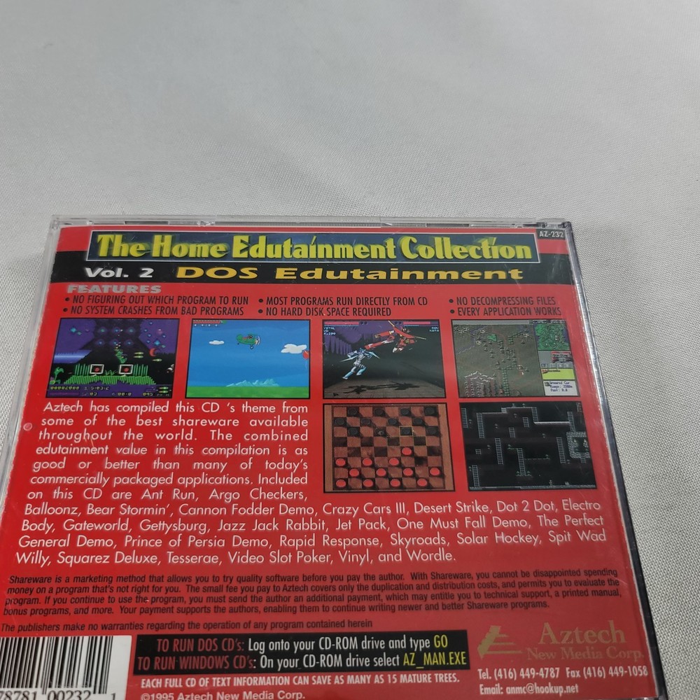 Vintage 1995 Aztech Media Group PC Software Vol. 2 DOS Edutainment