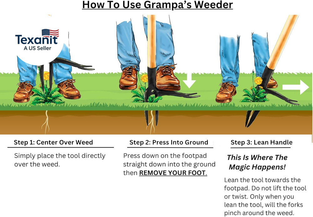 - the Original Stand up Weed Puller Tool with Long Handle - Made with Real Bambo