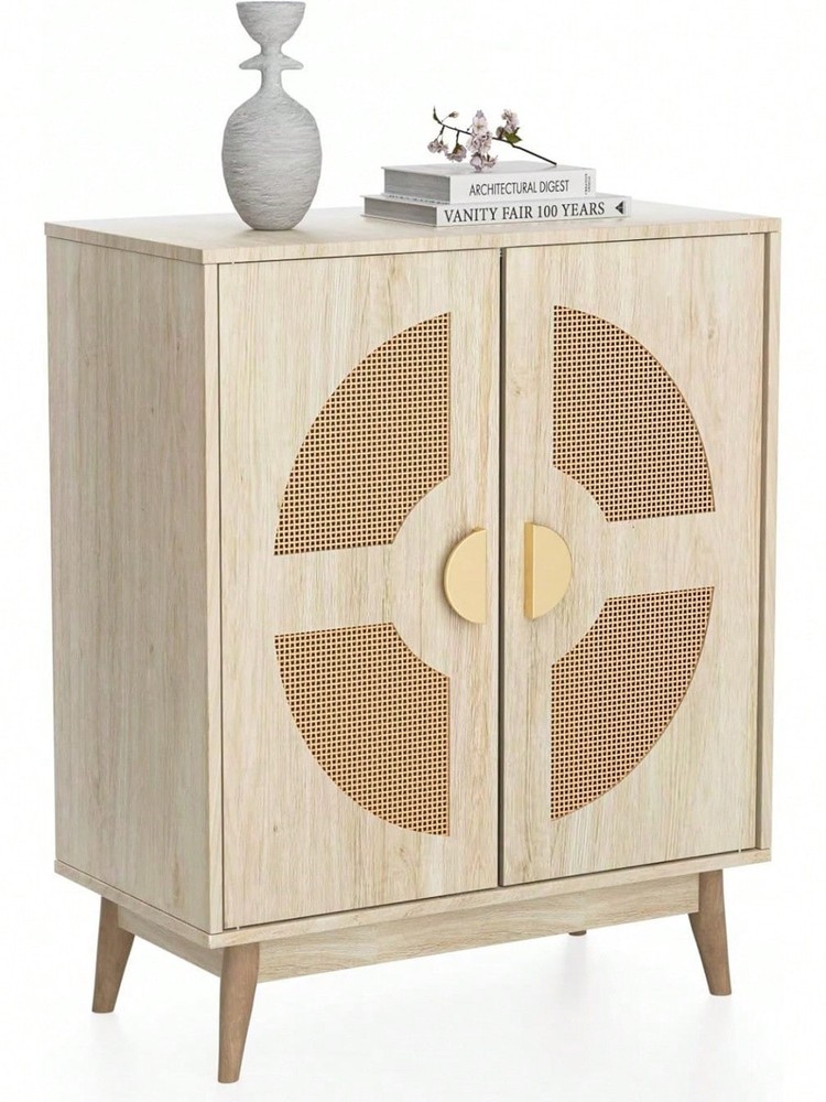 Modern Rattan Buffet Sideboard Storage Console Cabinet