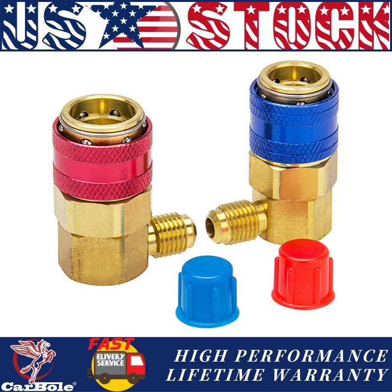 2x Quick Connector Adapter Coupler Auto A/C Manifold Low/High HVAC Gauge Replace
