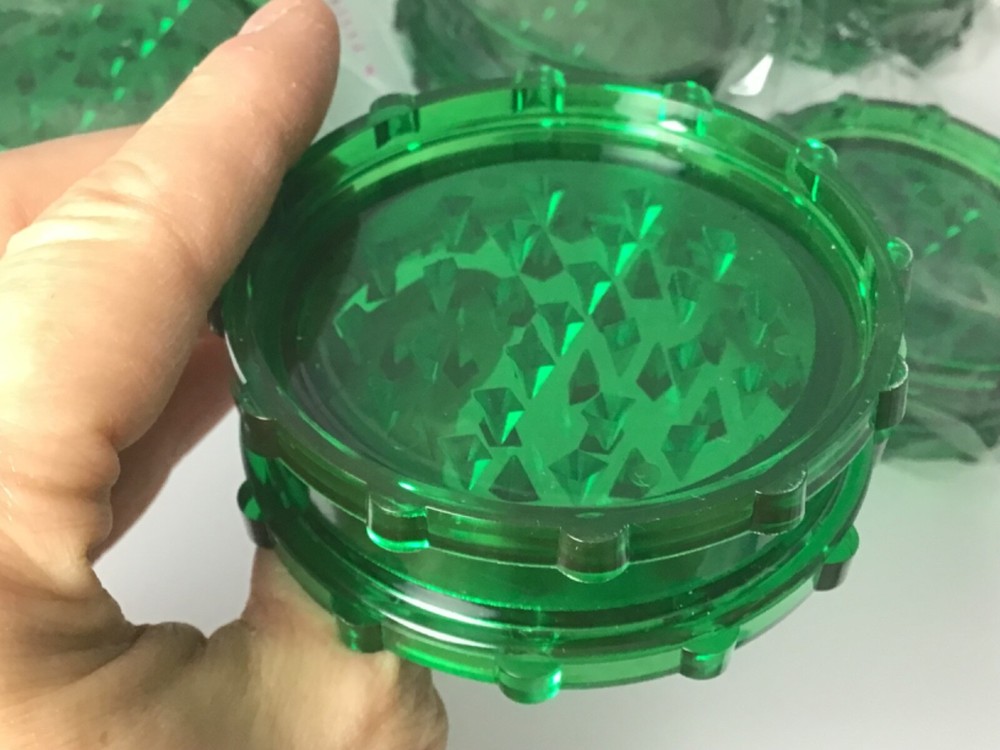 Plastic Clear Green Colored Herb Grinder 5pcs