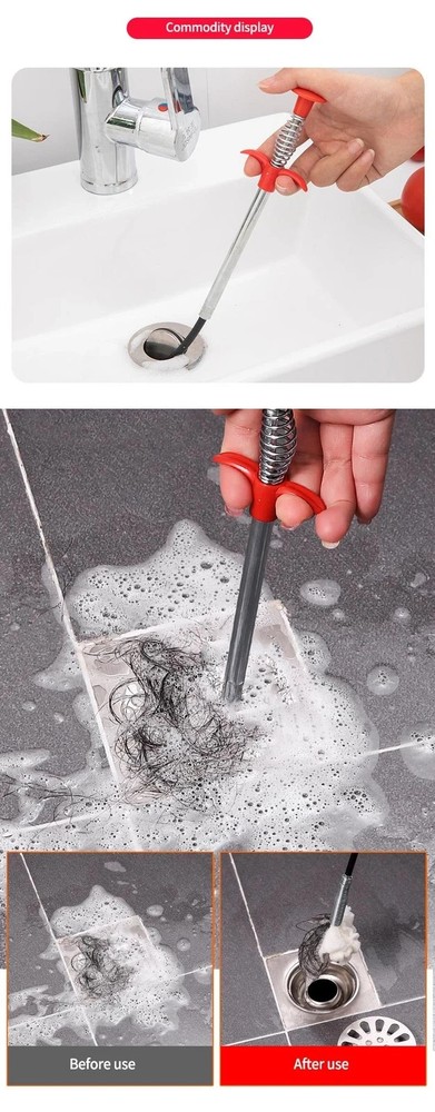 60cm Spring Pipe Dredging Tool - Drain Snake, Clog Remover, Household Kitchen
