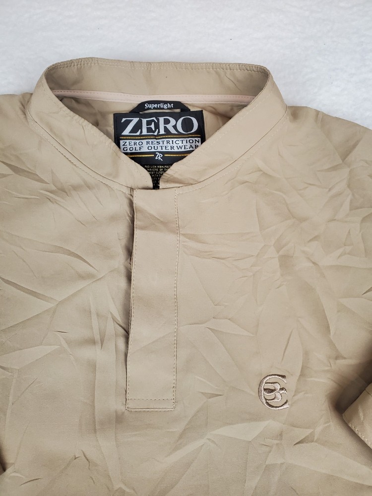 Zero Restriction Superlight Made in USA Mens Large Tan Golf Windbreaker Pullover