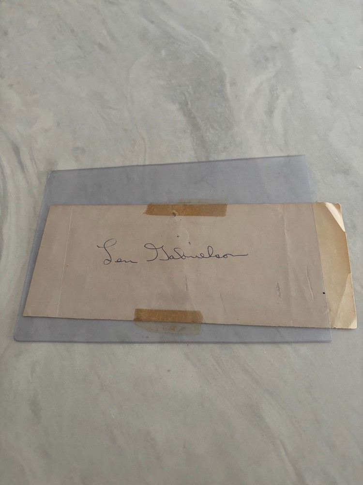 Len Gabrielson Chicago Cubs notecard Autograph