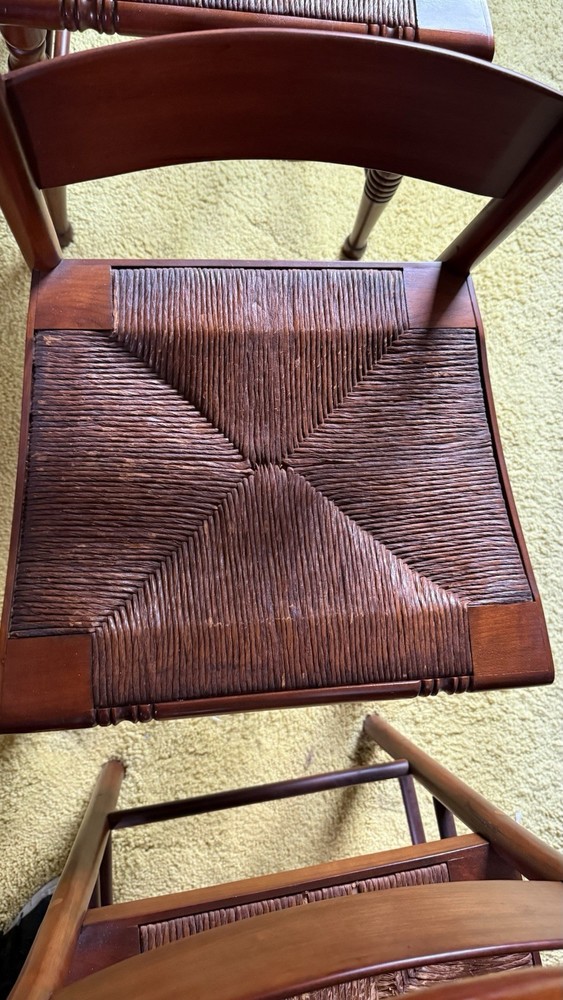 Set Hitchcock Dining Room Kitchen Chairs Rush Farmhouse Table W/ Leaf Signed
