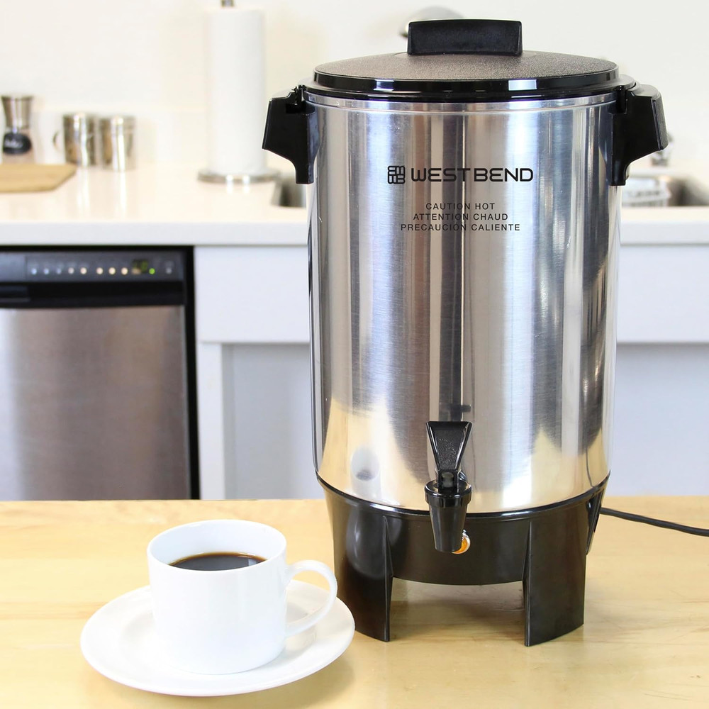 Coffee Urn Highly-Polished Aluminum Features Automatic Temperature Control with