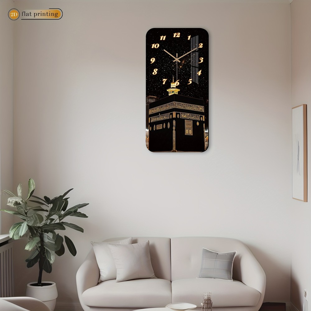 Wooden Rectangular Silent Wall Clock-Decorative Timepiece Modern w/o Batteries.