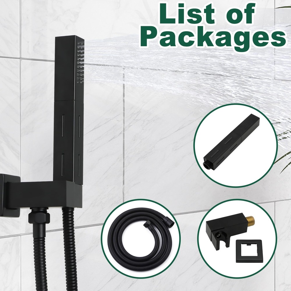 Matte Black Brass 2 in 1 Function Handheld Shower Sprayer Head