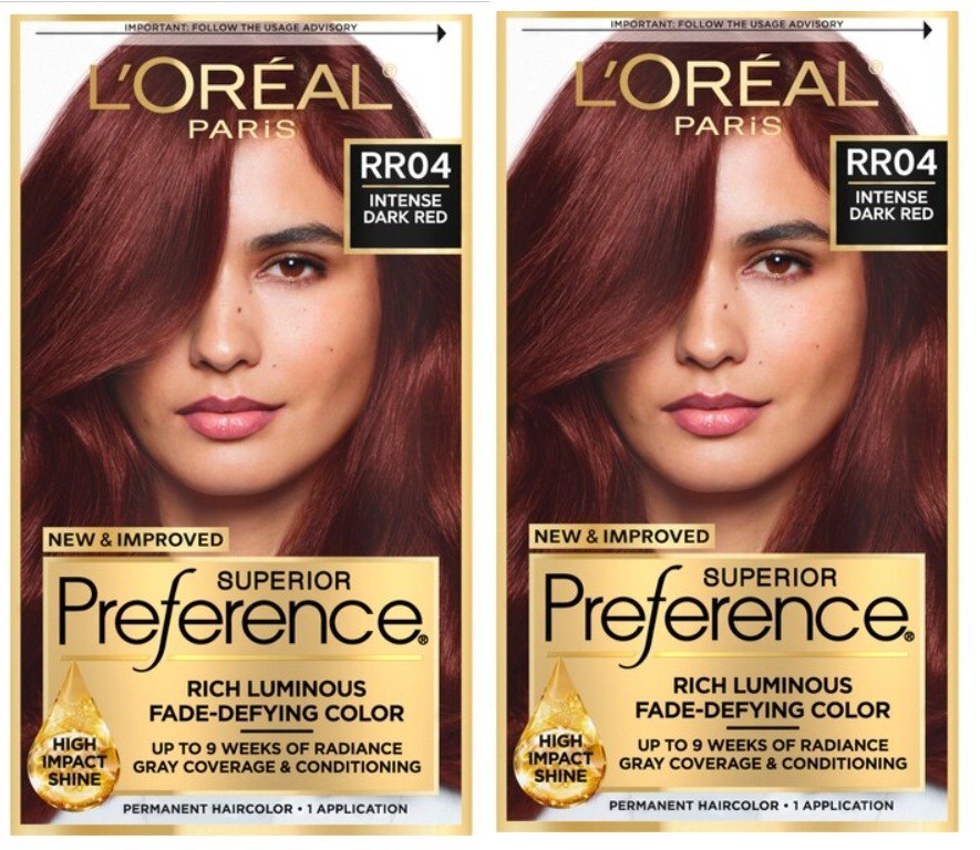 (Pack 2) L'Oreal Superior Preference Permanent Hair Color #RR04 INTENSE DARK RED