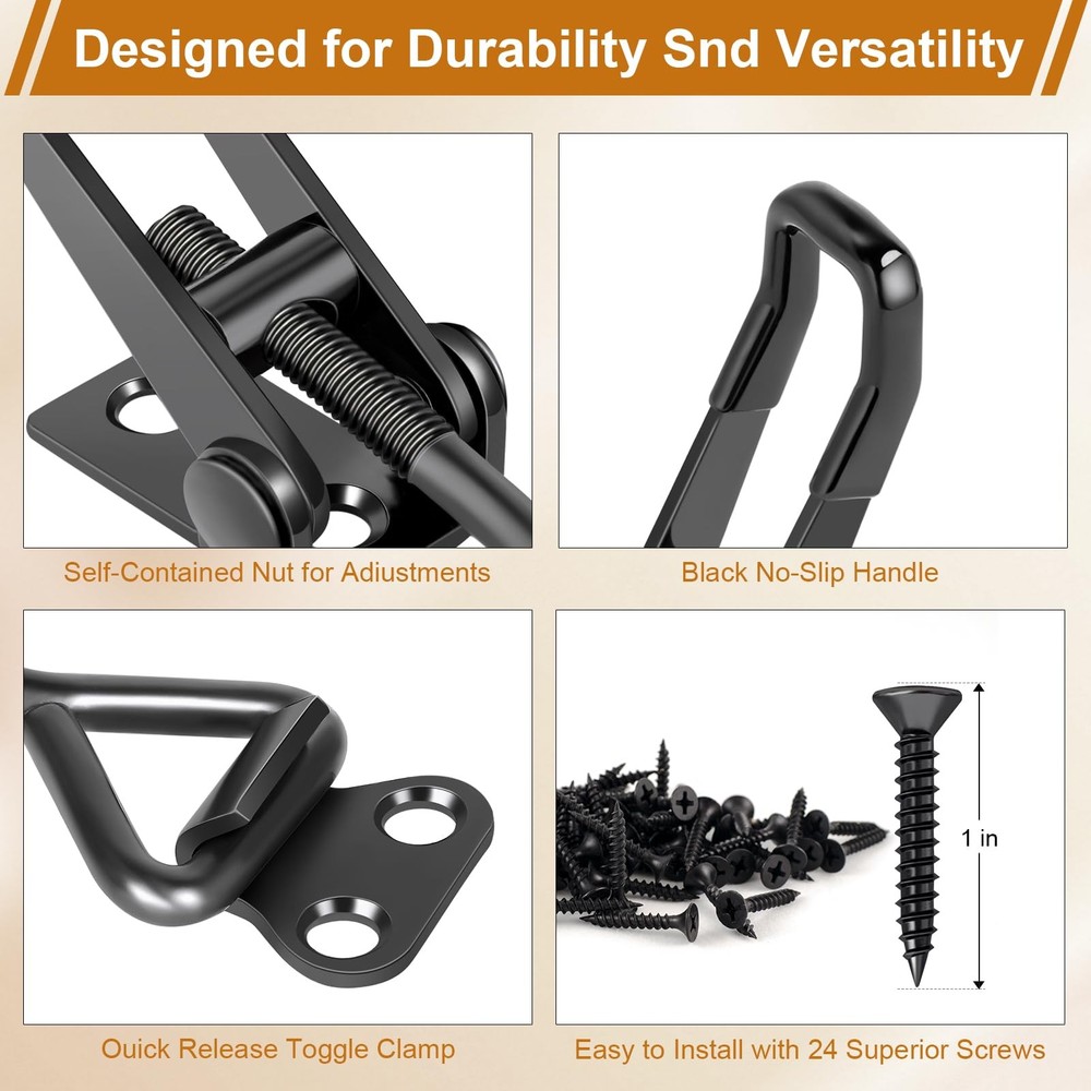 6 Pack Adjustable Toggle Latch Clamp, Upgraded Clamp Black