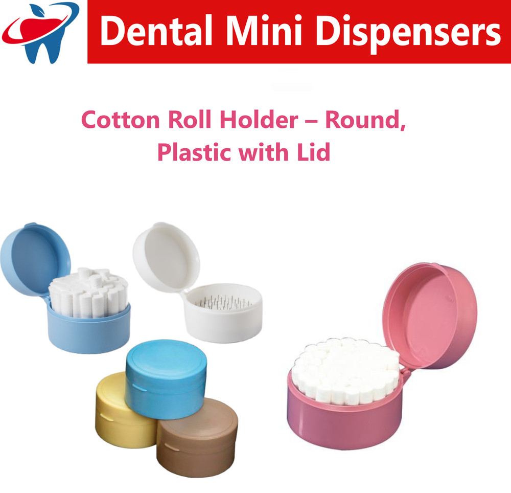 Dental Round Cotton Roll Holder Dispenser Push, Pull Style, Acrylic, All Models