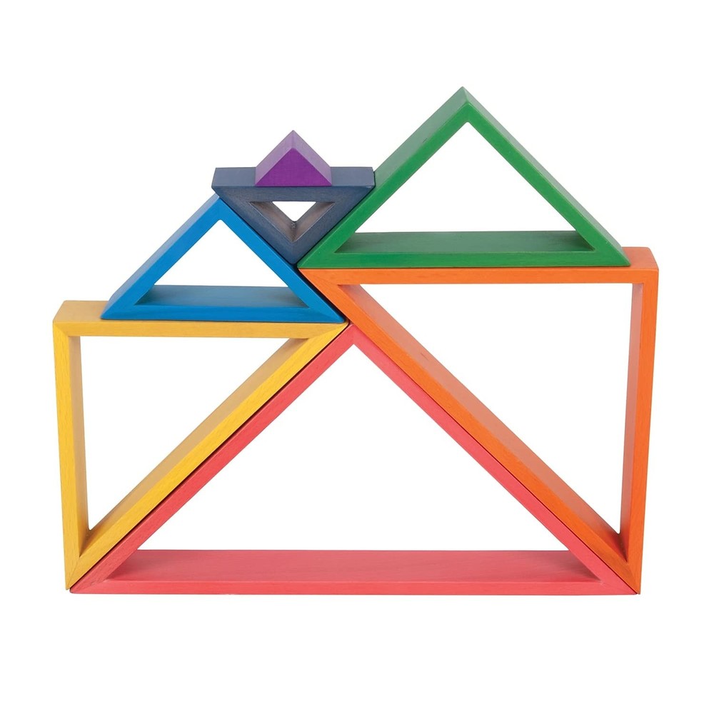 - 73418 Wooden Rainbow Architect Triangles - Nesting Puzzle - Stacking Blocks...