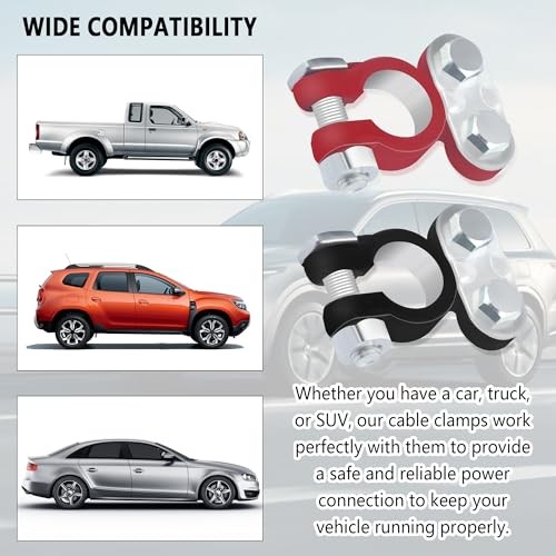 2PCS Adjustable Car Battery Terminal Connectors,Galvanized Negative/Positive