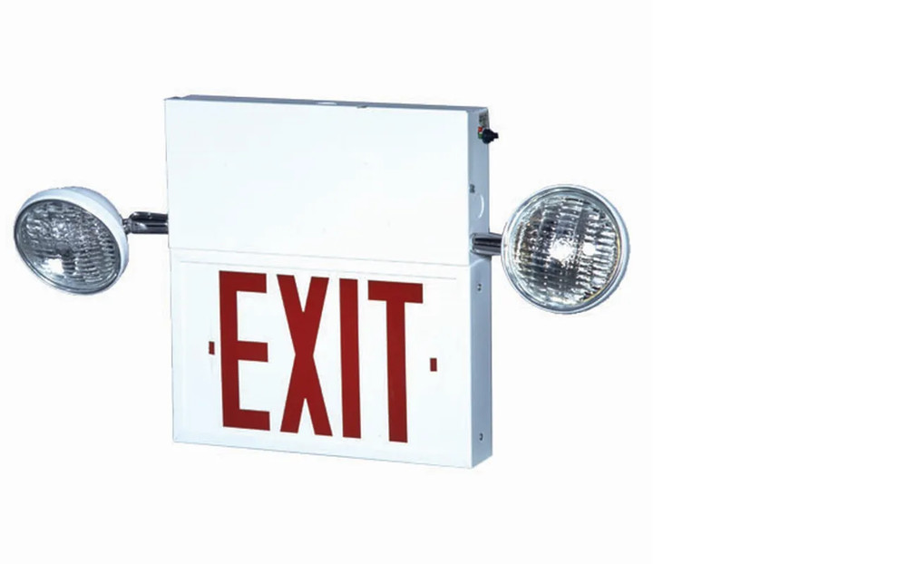Combination Emergency Lighted Exit Sign with Emergency Lights