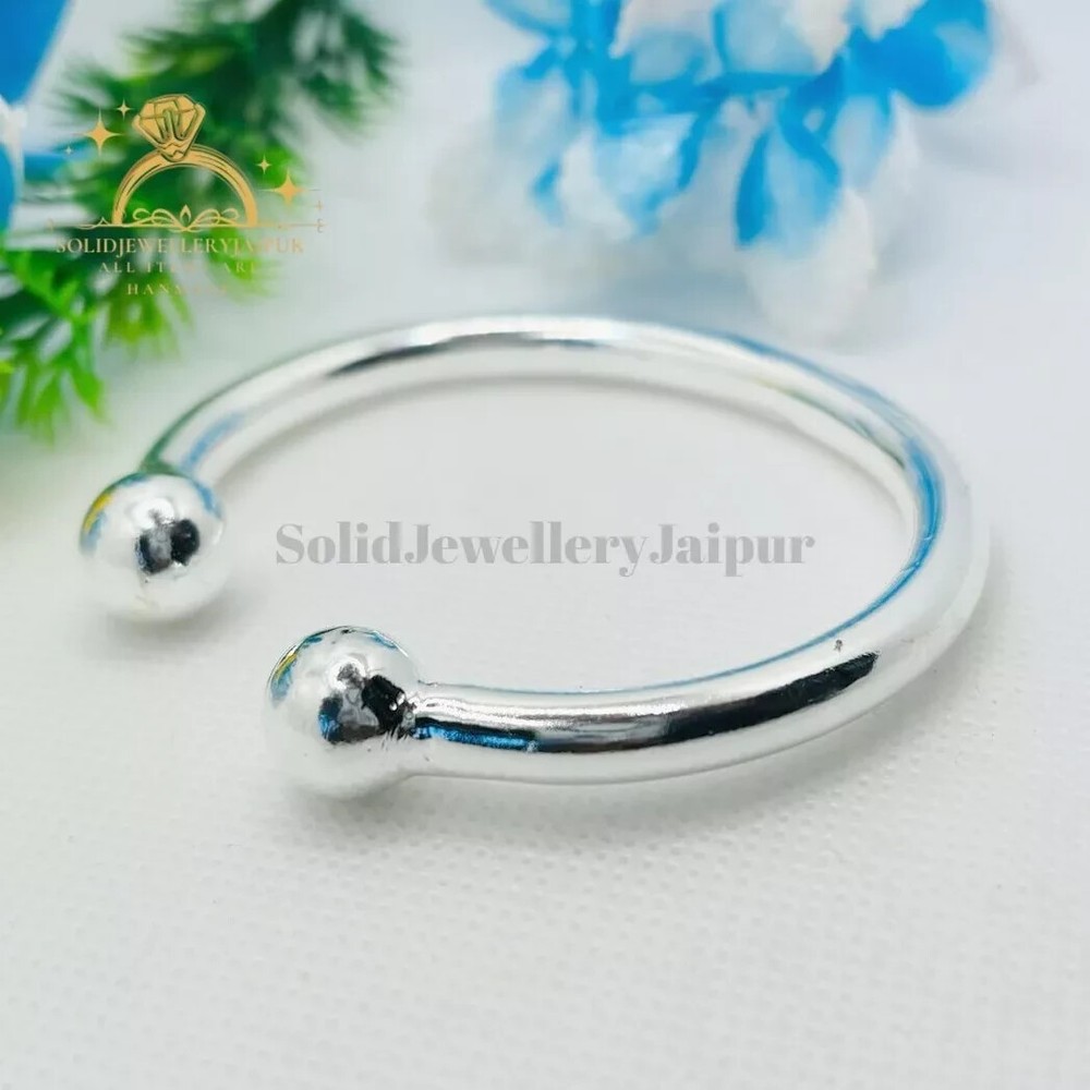 Double Ball Bangle Solid 925 Silver 7 mm Torque Bangle Men's Torque Gift Bangle