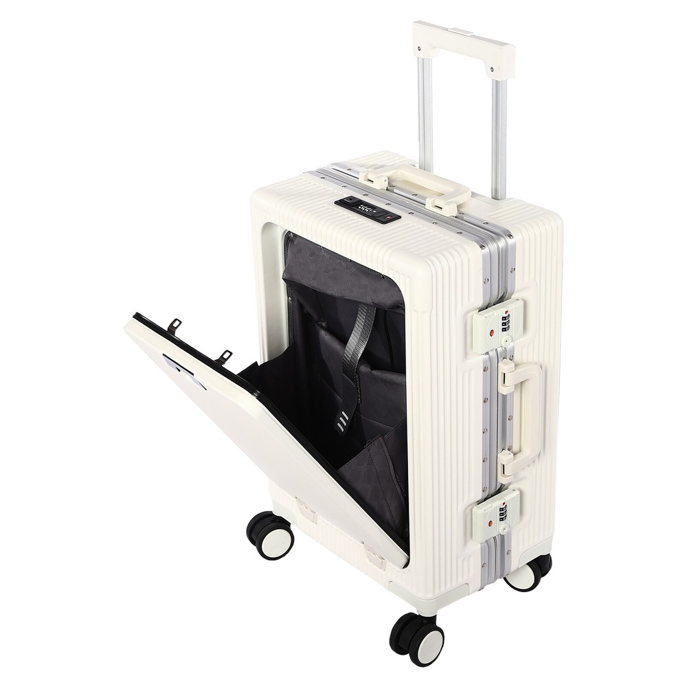 20" Front Opening Suitcase Boarding Cabin Suitcase Trolley Board Case Hard Shell