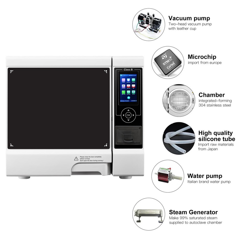 22L Dental Class B Autoclave Sterilizer Vacuum Steam Dry Function With Printer