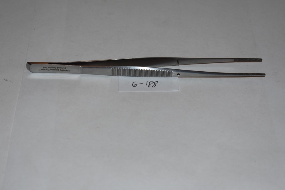 1 PC CUSHING DRESSING FORCEPS 7" SERRATED SCRAPER END