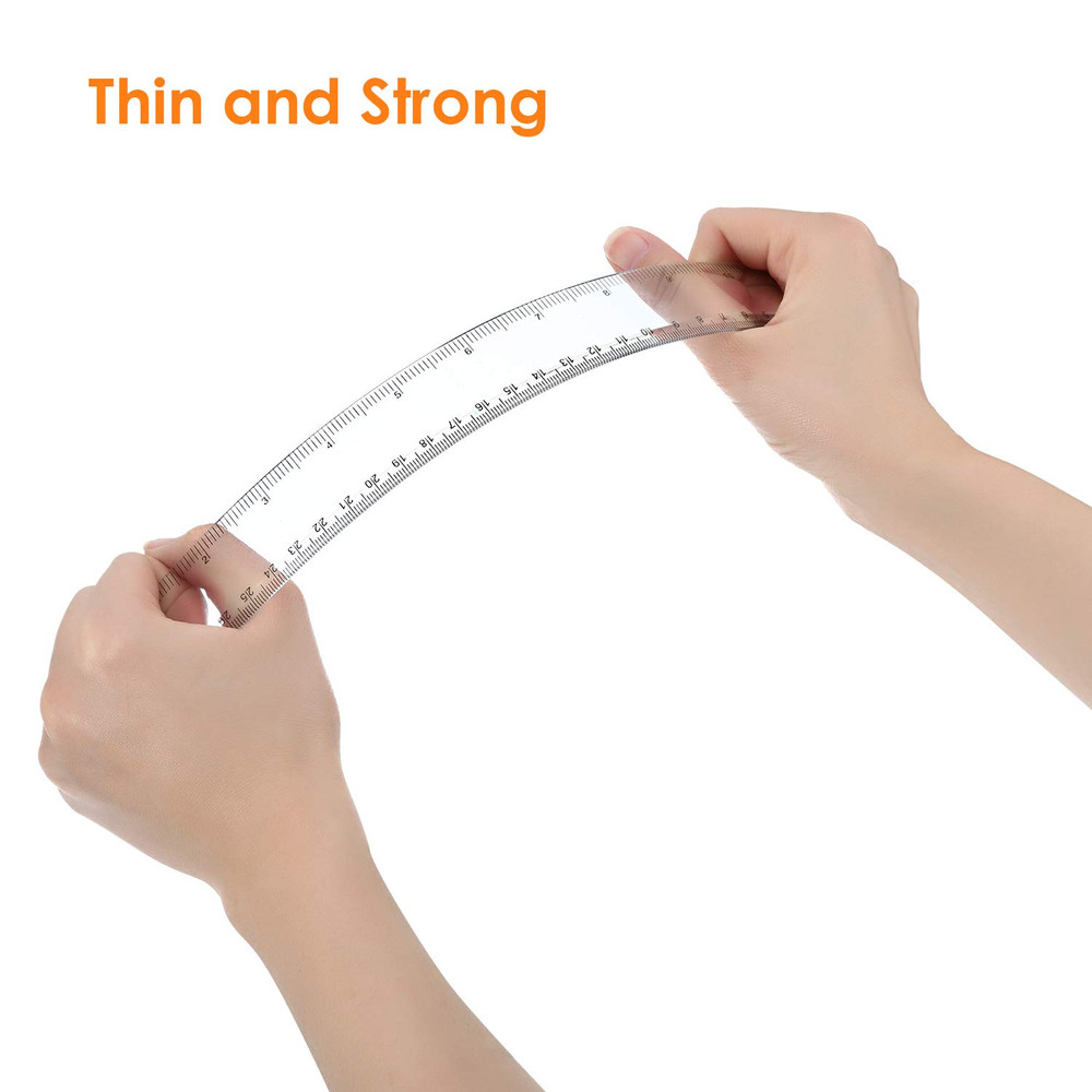 2 Pack Plastic Ruler Straight Ruler Plastic Measuring Tool for Student School Of