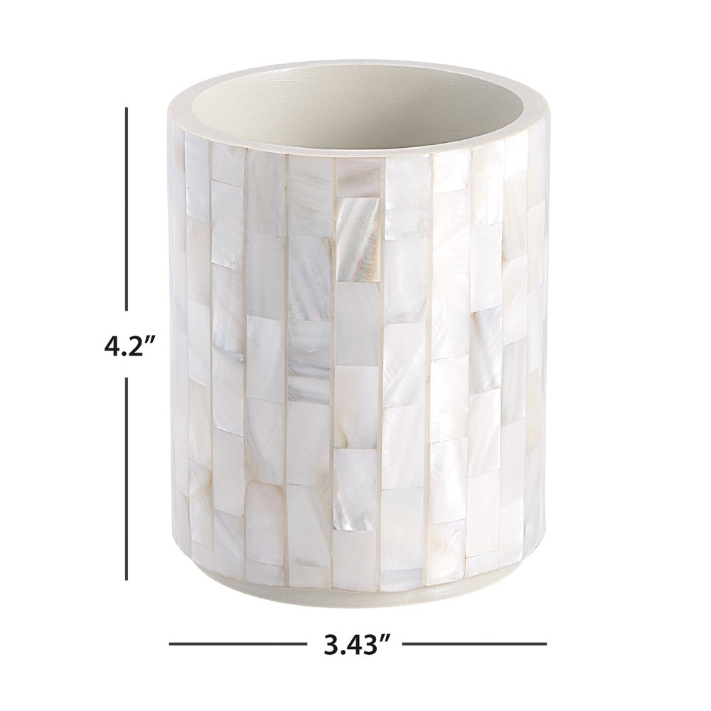 Pearlescent Tile Pattern Resin Toothbrush Holder for Bathroom Sink