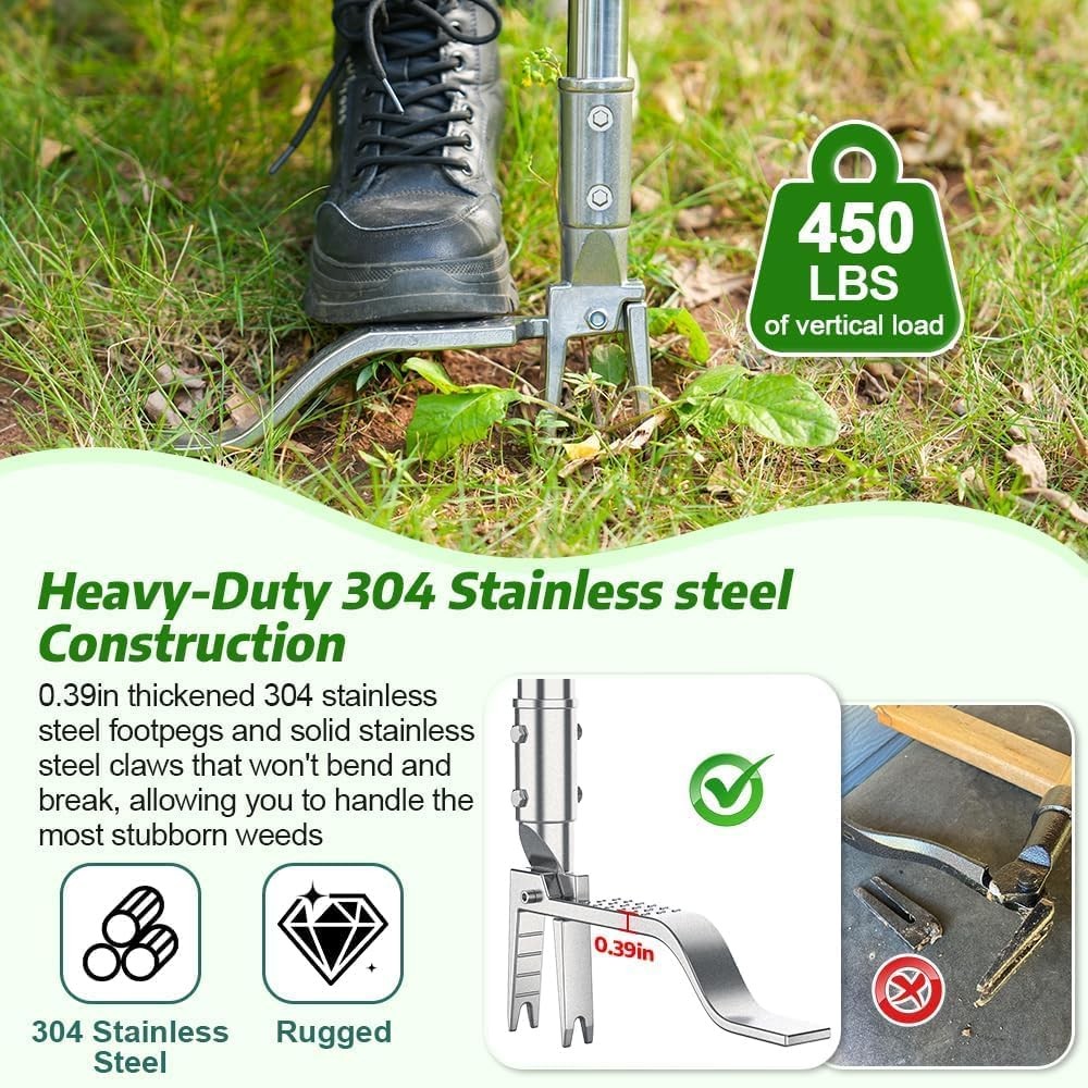 Stainless Steel Stand Up Weed Puller Tool with Long Handle, Thickened 304 Sta...