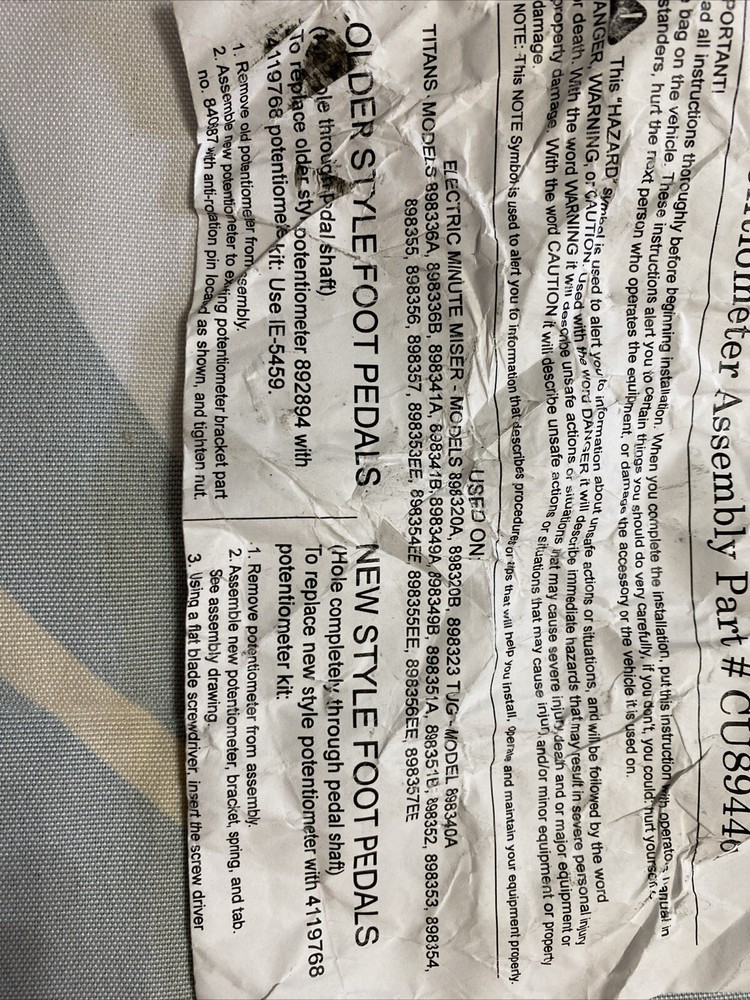 Unisource CU894461 - Potentiometer Assembly