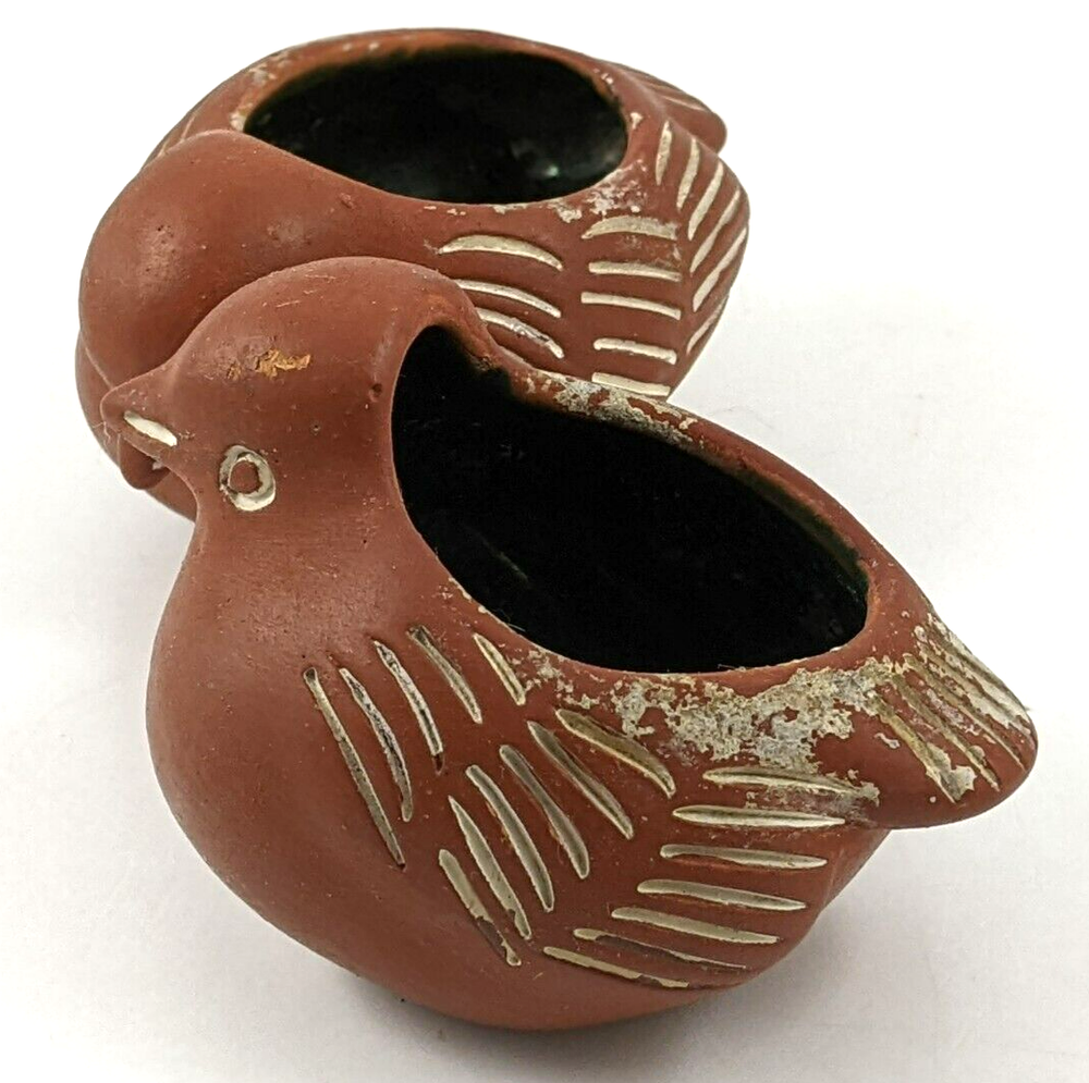 Terracotta Double Bird Bowl Planter Glazed Inside