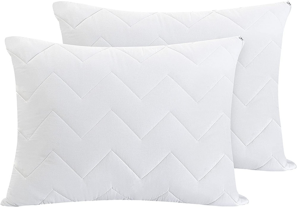 Quilted Pillow Protector - Waterproof and Bed Bug Proof Zippered Pillow Prote...
