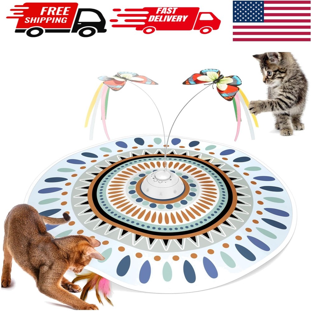 Interactive Automatic Cat Toy with Chasing Feather & Butterfly for All Breeds