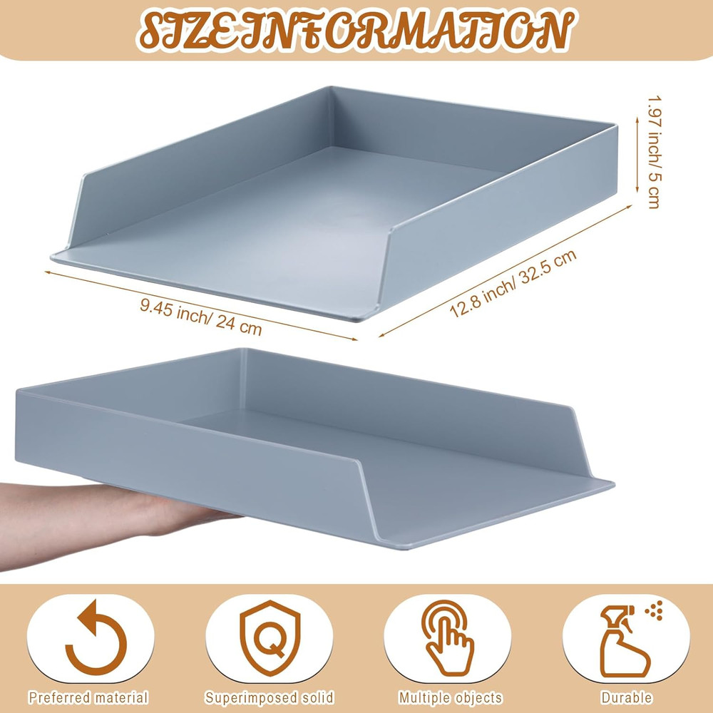 4 Pcs Stackable Paper Trays Rectangular Plastic Desk Holder Desktop Document Fil