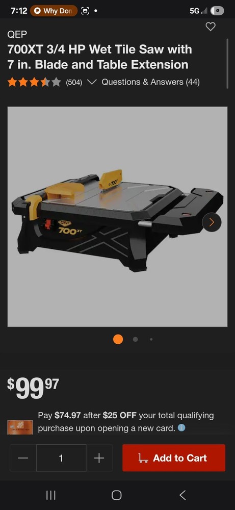 QEP 22700Q 7 inch 700XT Wet Tile Saw