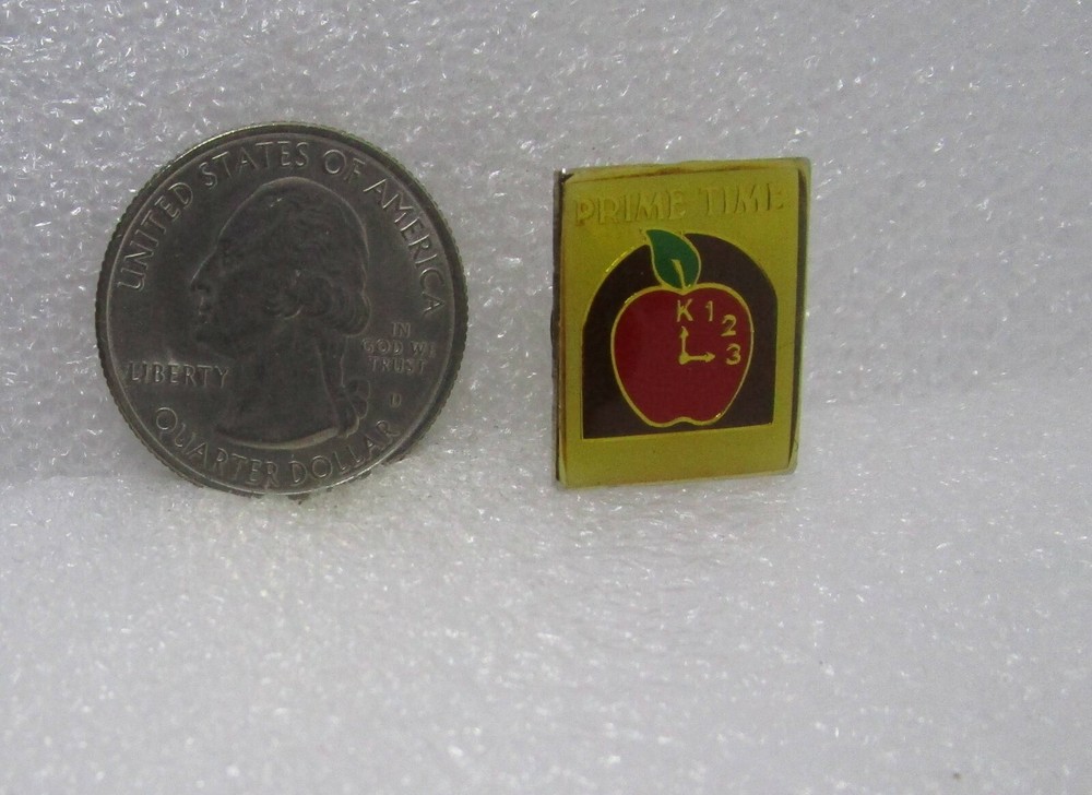 Prime Time Apple Clock Kindergarten First Second Third Grades Pin