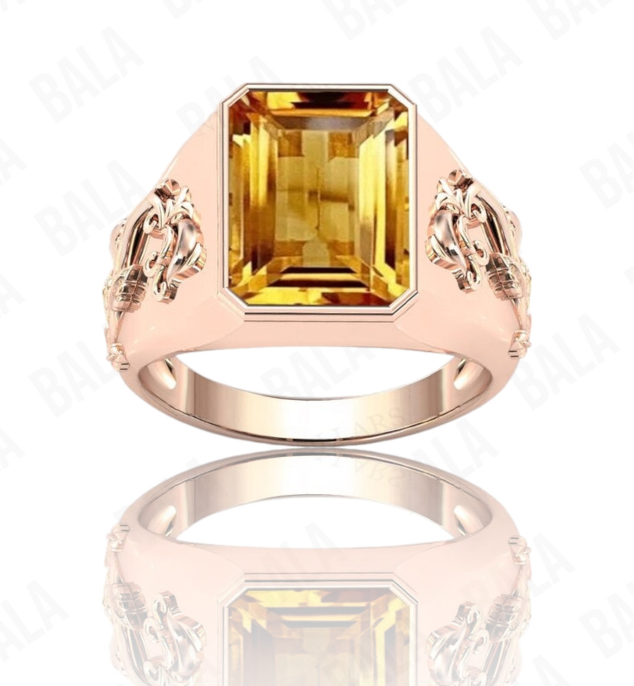 Handmade 925 Sterling Silver Citrine Ring, Rectangular Emerald Cut Yellow Quartz
