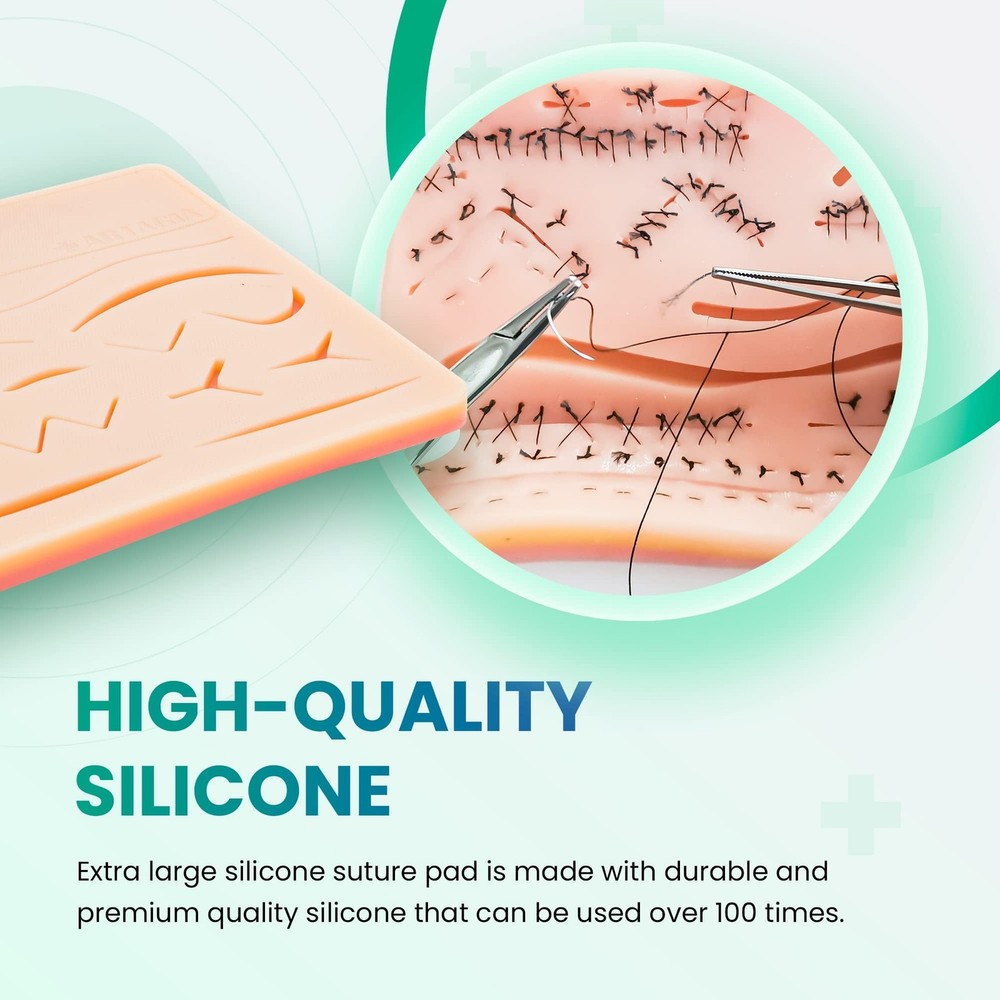 Suture Practice Kit for Students | Including Large Silicone Pad, Suture Threa...