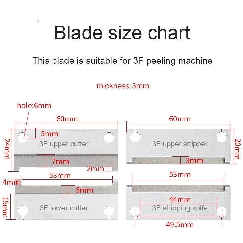 4PCS 3F Pneumatic Cable Stripper Blades Replacement Accessories For Wire Tools