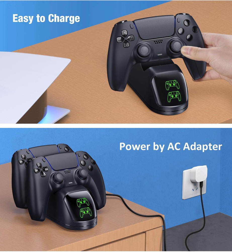 Controller Charging Station for PlayStation 5 Dualsense Controller with Dual ...