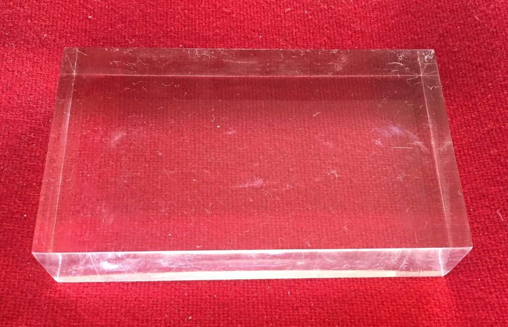 Vintage Clear Acrylic Lucite Rectangular Display Base Block Brick Cube 5" x 3"