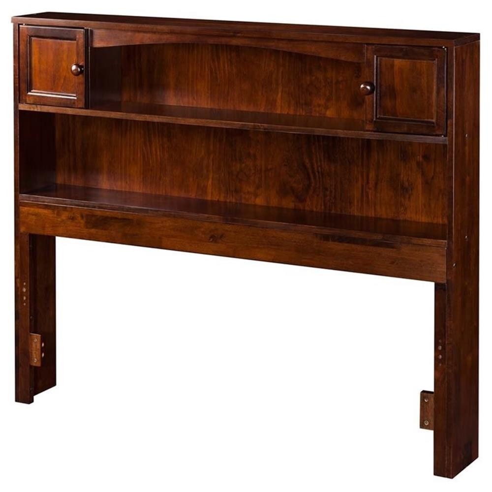 Leo & Lacey Modern Solid Wood Full Bookcase Headboard in Walnut