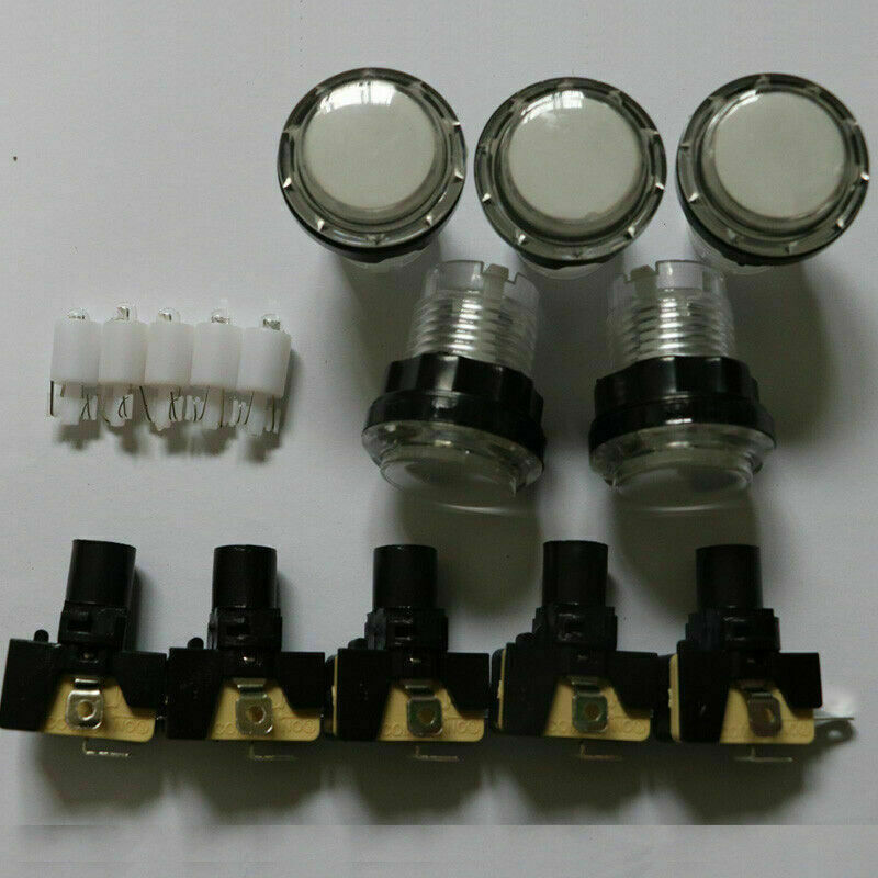 5pcs Arcade Game LED Buttons DC 5V And 12v Illuminated With Microswitch