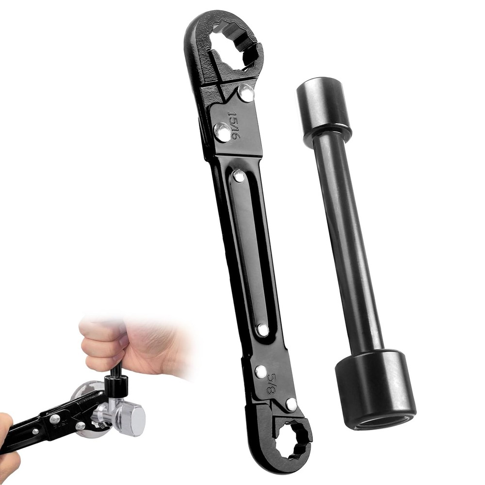 Angle Stop Wrench Kit Plumbing Tool For Compression Stops Nuts Black